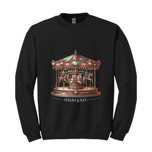 Feelin Jolly Carousel Christmas Sweatshirt, Perfect Holiday Gift, Cozy Winter Sweater, Cute Christmas Sweatshirt, Christmas Party Sweater