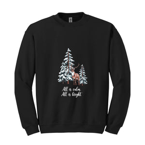 All Is Calm All Is Bright Sweatshirt, Family Christmas Sweater, Christmas Sweatshirts for Women, Merry Christmas Sweatshirt