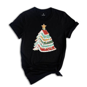 Christmas Books Tree Shirt, Bookish Christmas Shirt, Teacher Christmas Tee, Christmas Book Lover Shirt, Holiday Teacher Gifts