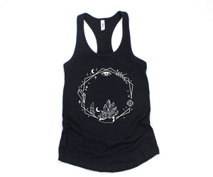 Wreath Tank Top, Witch Lover Tank Top, Crystal Tank Top, Mystic Tank Top, Spiritual Tank Top, Mystical Tank Top