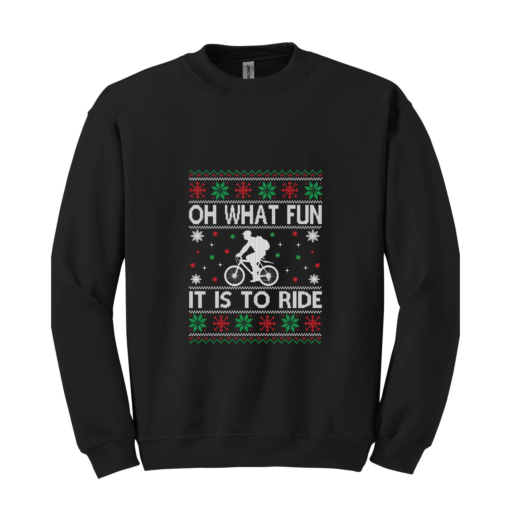 Oh What Fun It Is To Ride Bicycle Sweatshirt, Cycling Ugly Christmas Sweater, Funny Biking Jumper, Bike Christmas Hoodie, Gift for Cyclist