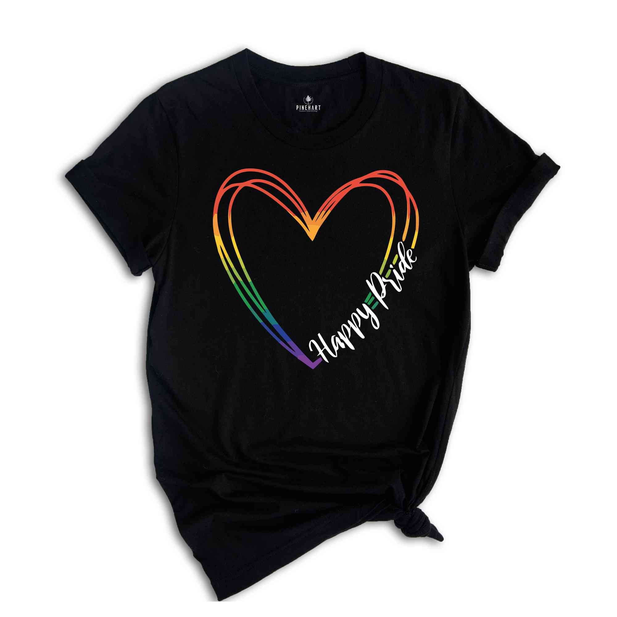 Happy Pride Shirt, Pride Month Shirt, Pride Heart Shirt, Pride Rainbow Shirt, Rainbow Heart Shirt, Pride Month Gift, Bisexual Shirt