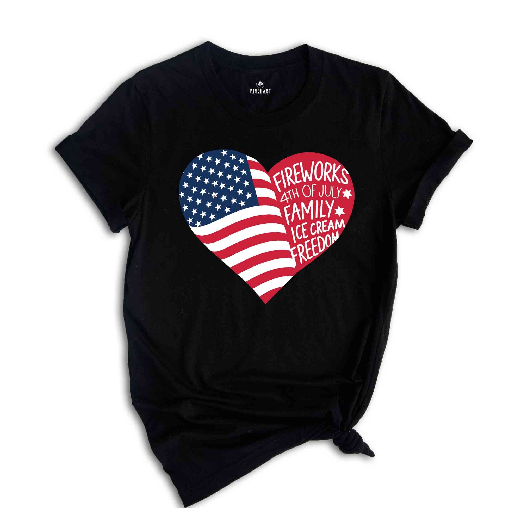 American Heart 4th Of July Shirt, 4th Of July Flag T-Shirt,Freedom TShirt,Independence Shirt, American Flag Heart Shirt