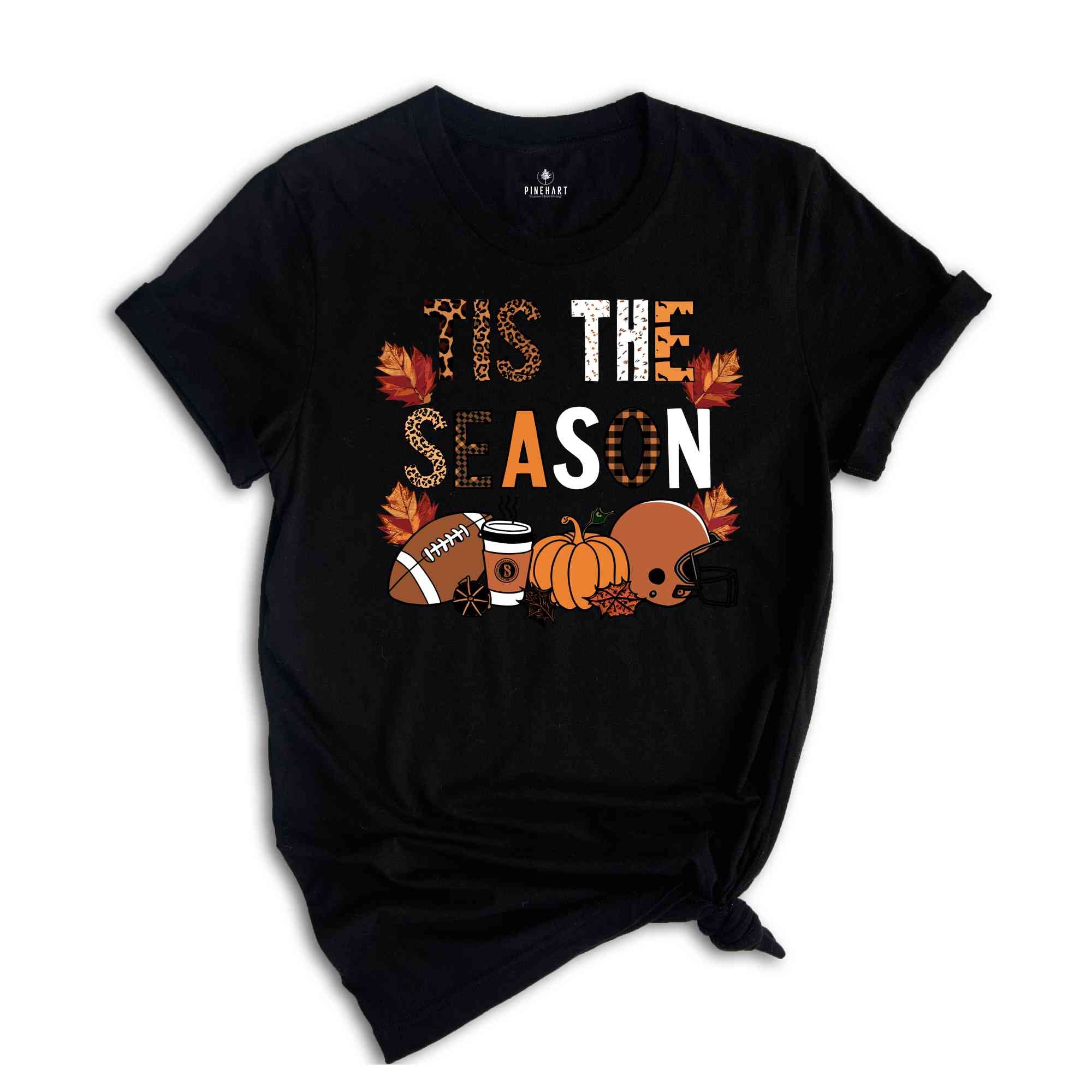 Tis The Season Shirt, Fall Vibes Shirt, Leopard Shirt, Fall Lover Gift, Good Vibes Shirt, Football Season Shirt, Cute Football Shirt