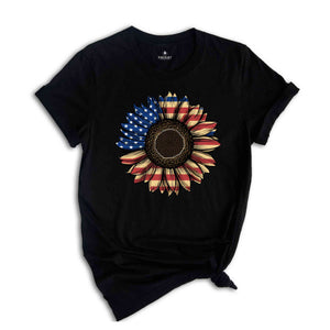 America Sunflower Shirt, USA Flag Flower T Shirt, Gift For American, 4th Of July Flag Graphic T-Shirt, Freedom TShirt, Independence Shirt