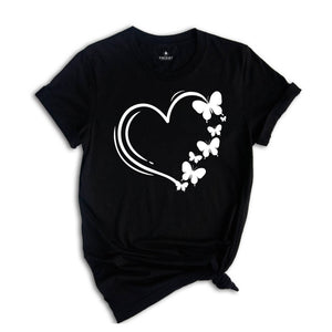 Heart Butterflies Shirt, Heart Shirt, Butterfly Shirt, Summer Valentine's Day Shirt, Valentine's Day Shirt, Valentine Shirt, Love Shirt