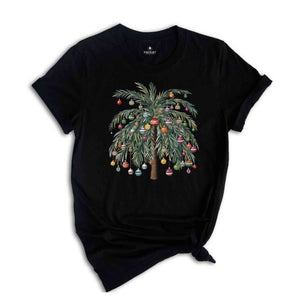 Tropical Christmas Tree Raglan, Palm Tree Holiday Tshirt, Cute Beach Christmas Raglan Shirt, Christmas Palm Tree Shirt