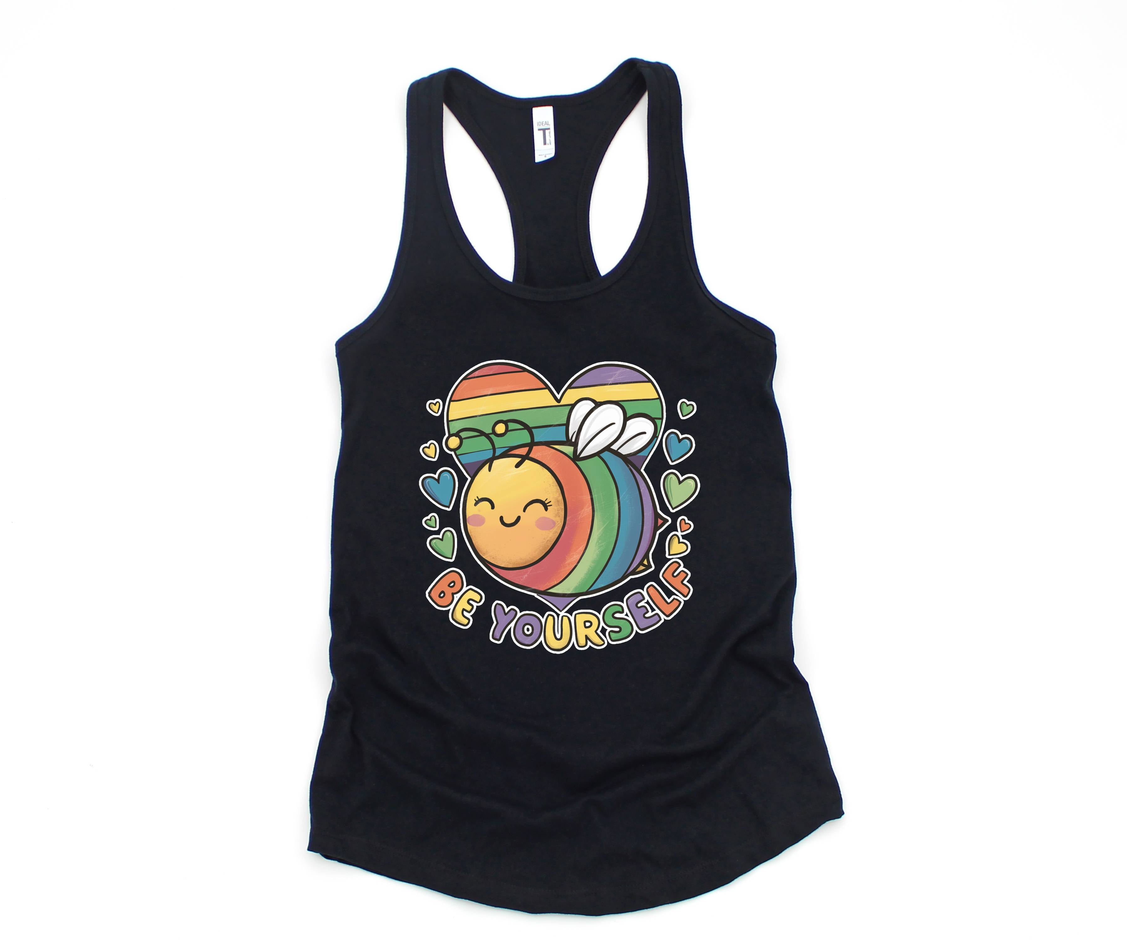 Cute LGBTQ Bee Tank Top, LGBTQ Pride Tank Top, Gay Pride Tank Top, Pride Month Tank Top, Love Is Love Tank Top, Rainbow Heart Tank Top