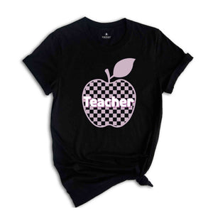 Teacher Apple Shirt, Checkered Teacher Shirt, School Teacher Shirt, Back To School Shirt, Teacher Shirt, Primary Teacher Shirt