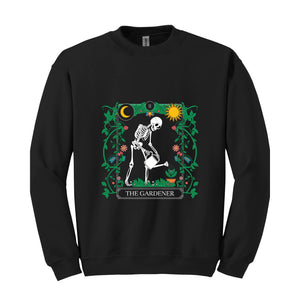 Gardener Skeleton sweatshirt, Tarot Card The Gardner Hoodie, Garden Lover Gift, Plant Lady Hoodie , Mom Gardening Shirt