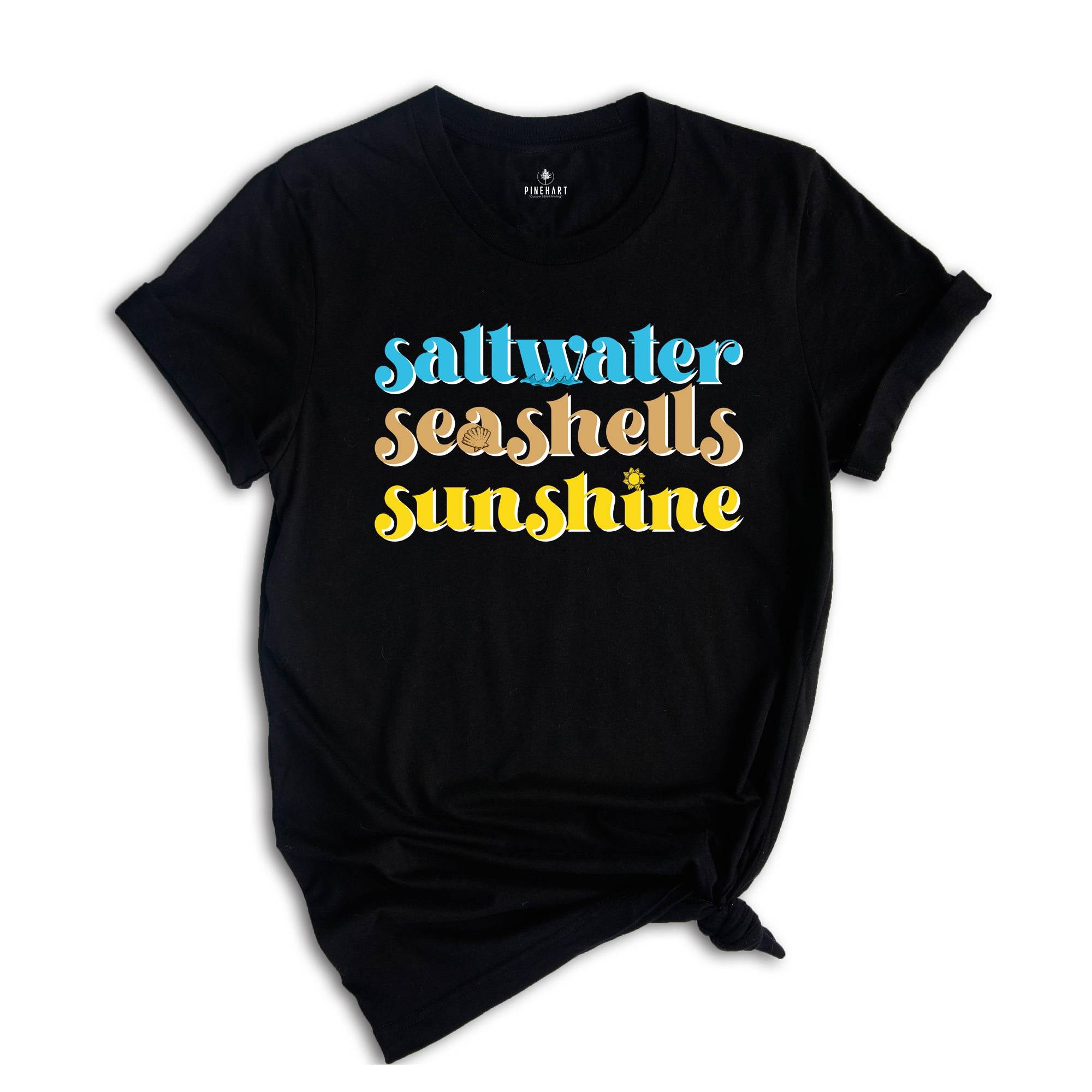 Saltwater Seashells Sunshine Shirt, Summer T-Shirt, Beach Shirt, Saltwater Tee, Summer Trip Shirt, Vacation Shirt