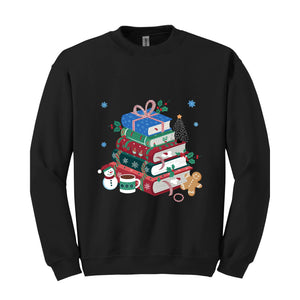 Book Lover Christmas Sweatshirt, Christmas Books Hoodie, Book Christmas Hoodie, Bookworm Christmas Hoodie, Merry Bookmarks Hoodie