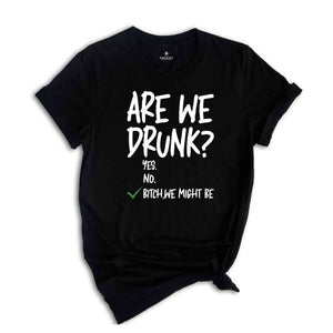 Are We Drunk Shirt, Drinking Tshirt, Alcohol Lover Tee, Funny Drunk Shirt, Drinking Party Gift, Besties Shirt, Bitch We Might Be Shirt