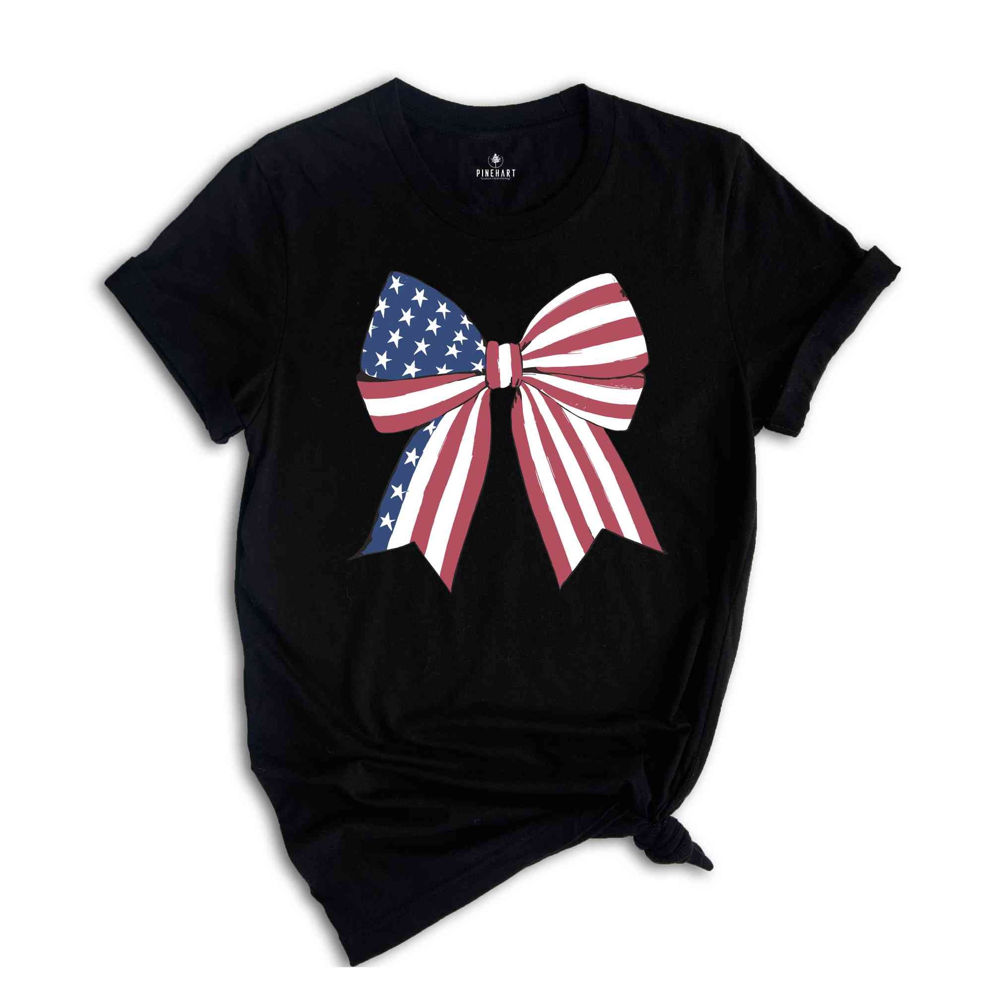 Coquette American Shirt, Coquette Bow Shirt, 4th of July Shirt, America Shirt, Freedom Shirt, American Flag Shirt, American girl Tee