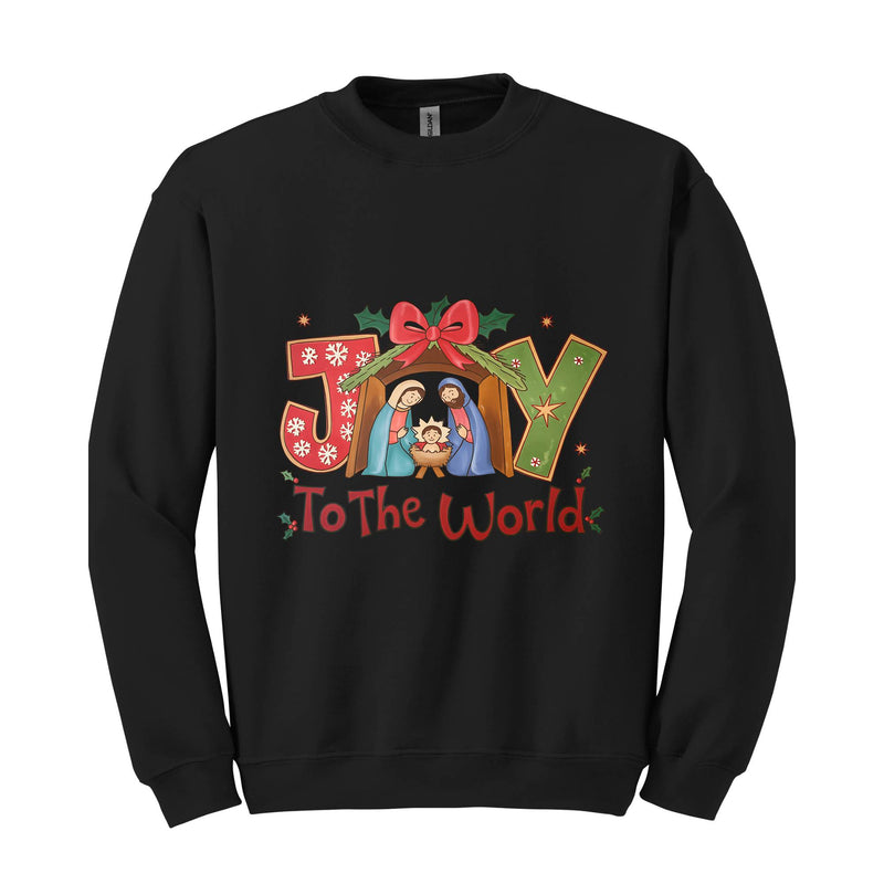 Joy To The World Sweatshirt, Christian Christmas Sweater, Cute Xmas Hoodie, Retro Christmas Nativity Scene Sweater, Christmas Gifts