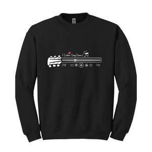 Guitar Sweater, Music Sweater, Heart Sweater, Custom Song Name Sweatshirt, Songs Sweater, Music Bar Sweatshirt, Trendy Sweater