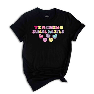 Teaching Sweethearts Valentine Shirt, Love Teach Tee, Teacher Valentine Gift, Heart Print T-shirt, Cute Valentine's Tee