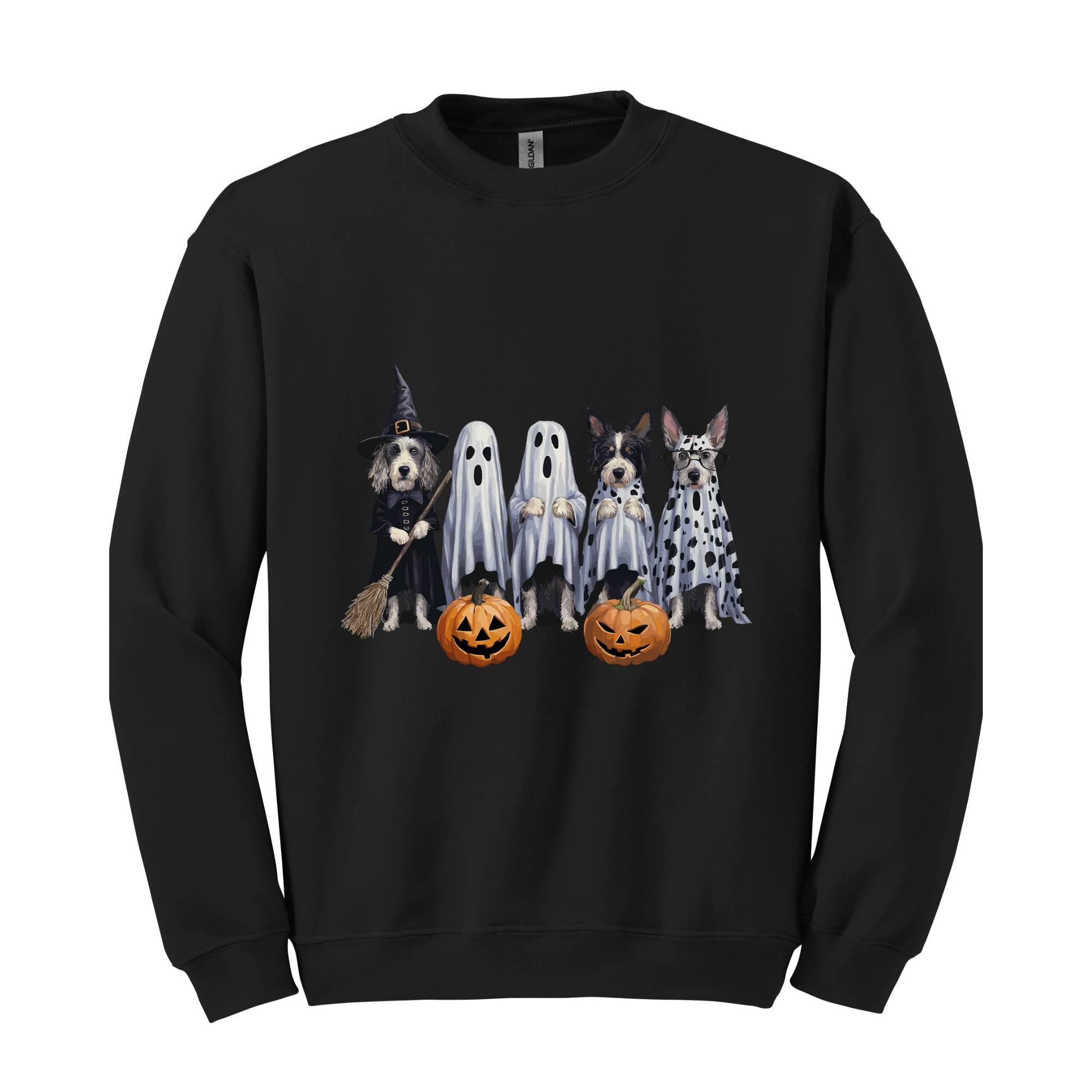 Halloween Sweatshirt,Halloween Sweater,Ghost Sweatshirt,Halloween Dog Sweatshirt,Ghost Dog Happy Halloween,Retro Spooky Season