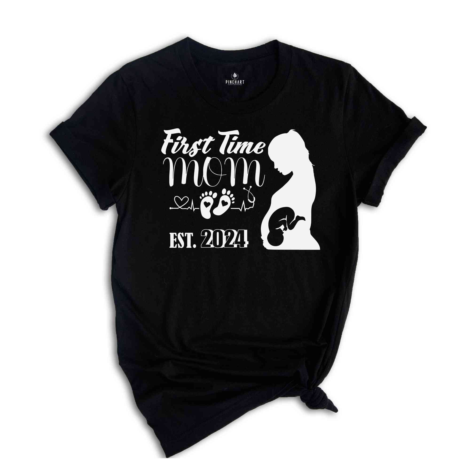 First Time Mom Est 2024 Shirt, New Mom Mother's Day Gift, Pregnancy Reveal Shirt, Baby Shower Gift, Expecting Mom Tee