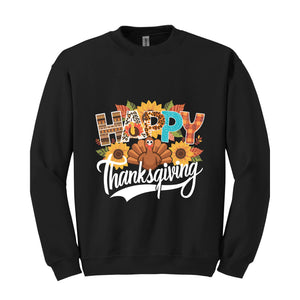 Happy Thanksgiving Shirt, Happy Thanksgiving Turkey Shirt, Pumpkin Season Shirt, Thanksgiving Sweatshirt, Thanksgiving Pumpkin Sweatshirt