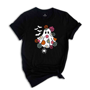 Retro Floral Ghost Halloween Shirt, Spooky Season Shirt, Halloween Party Shirt, Pumpkin Shirt, Halloween Shirt