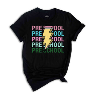 Pre School Pencil Shirt, Pencil Bolt Shirt, Retro Shirt, Back To School Shirt, School Shirt, Teacher Shirt, Pencil Shirt, Teacher Gift