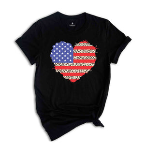 American Flag Leopard Shirt, American Flag Heart Shirt, Patriotic Shirt, USA Shirt, 4th Of July Shirt, July 4th Shirt, The US Flag Shirt