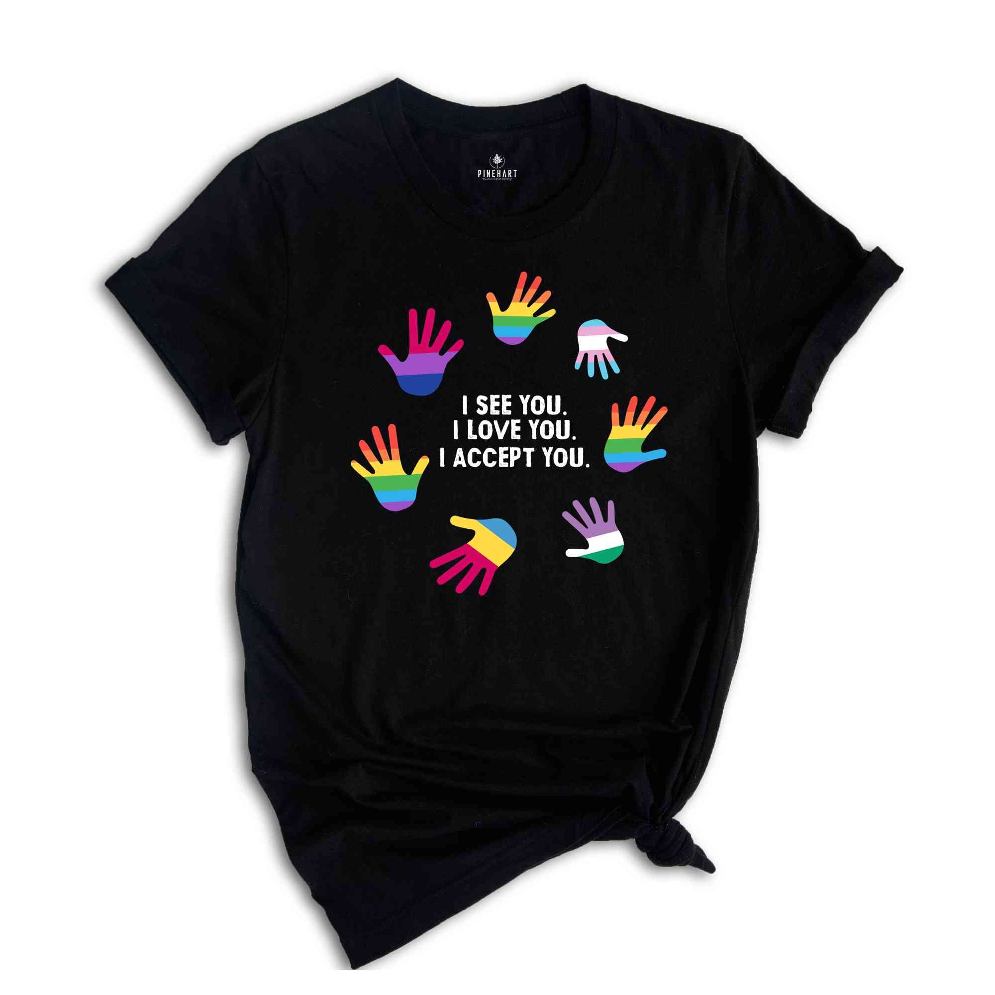 I See You I Love You I Accept You Shirt, Sarcastic Shirts, LGBTQ Shirt, Love Is Love Shirt, Pride Month Shirt, Retro LGBT Shirt