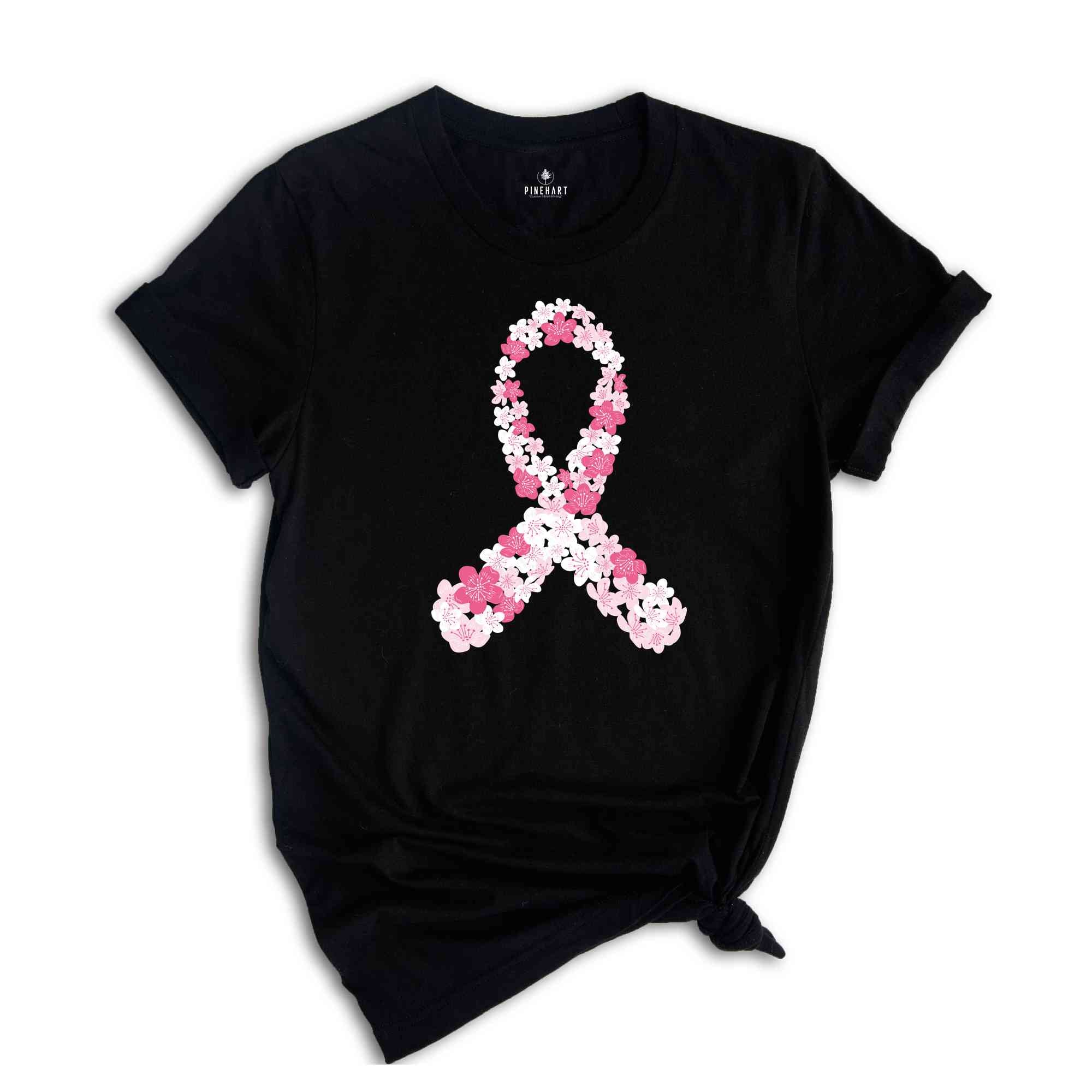 Japanese Sakura Breast Cancer Ribbon Shirt, Breast Cancer Warrior Shirt, Pink Ribbon Shirt, Floral Cancer Shirt, Fuck Cancer Shirt