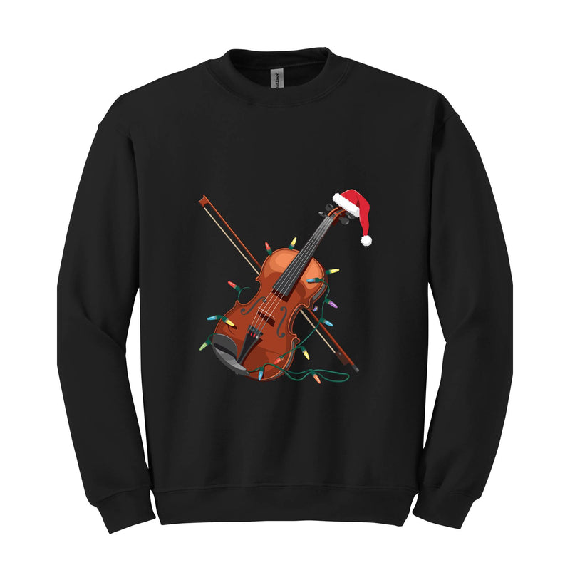 Violin Christmas Lights Sweatshirt, Violin Hoodie, Christmas Violin Hoodie, Violinist Hoodie, Musician Hoodie, Christmas Lights Hoodie