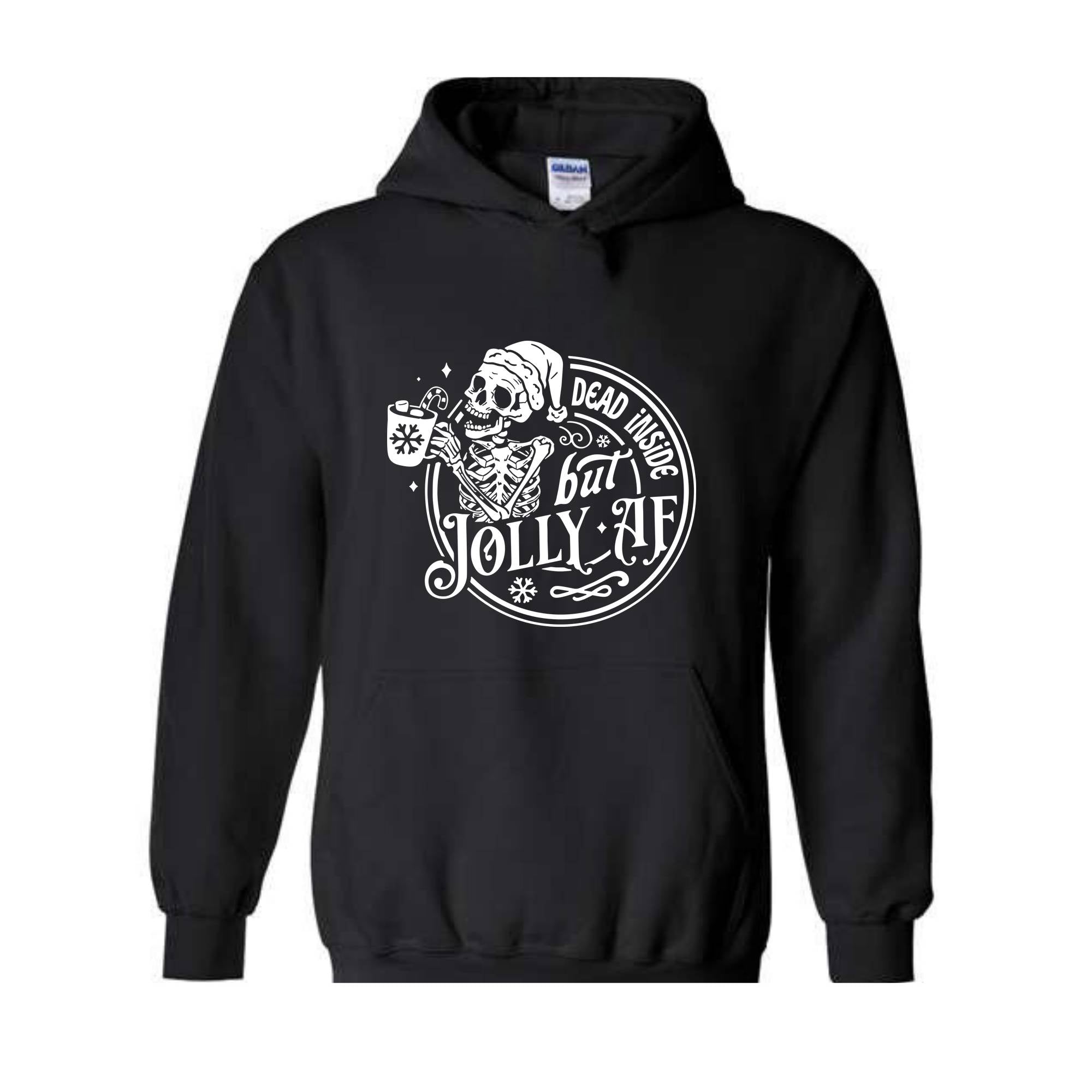 Dead inside but jolly AF Sweatshirt, Skeleton Christmas Sweatshirt, Skull Santa Claus Sweater, Funny Christmas Sweatshirt