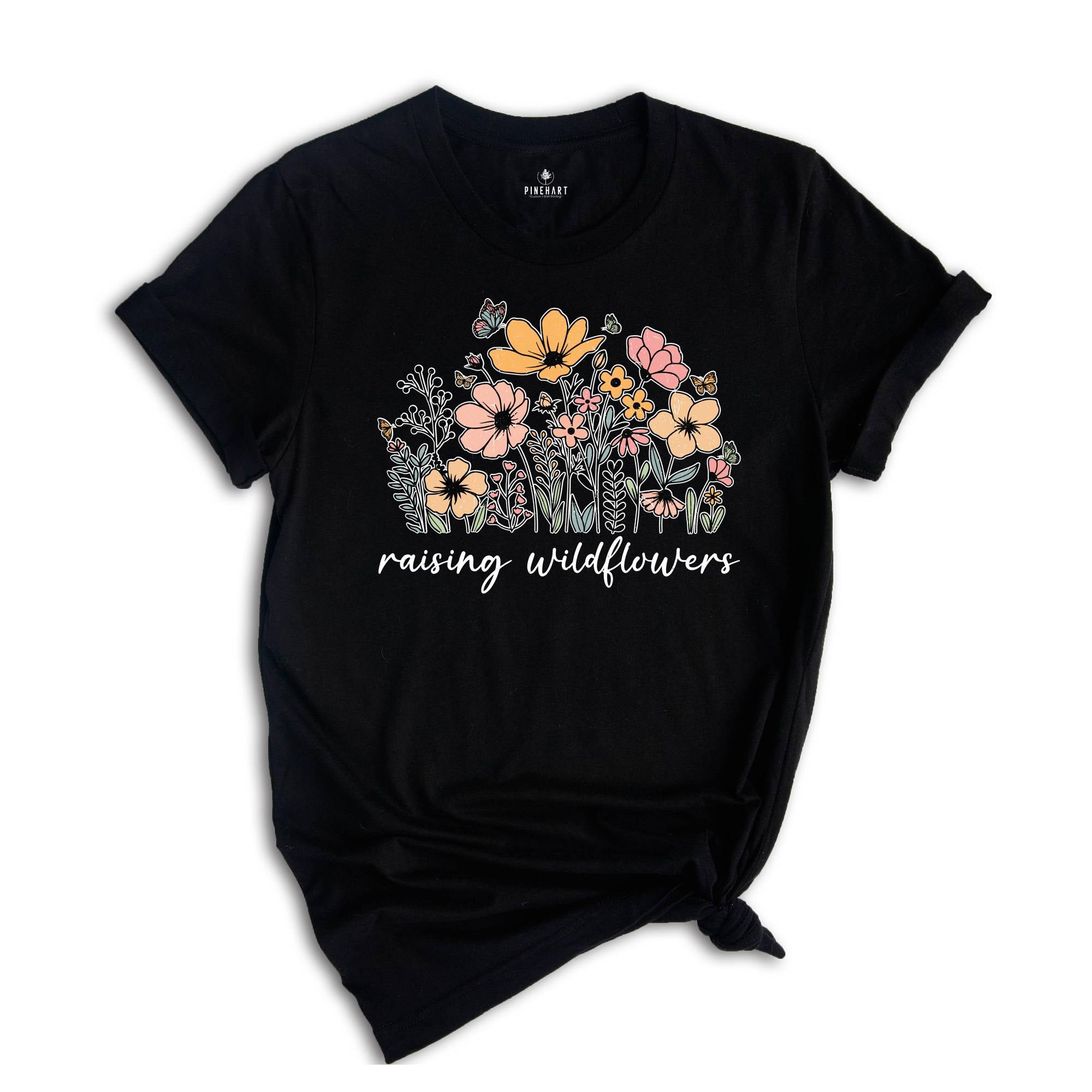 Raising Wildflowers Shirts, Raising Wildflowers Tee, Wildflower T-Shirt, Mom Shirt, Vintage Style Wildflowers Graphic Tee, Botanical Shirt