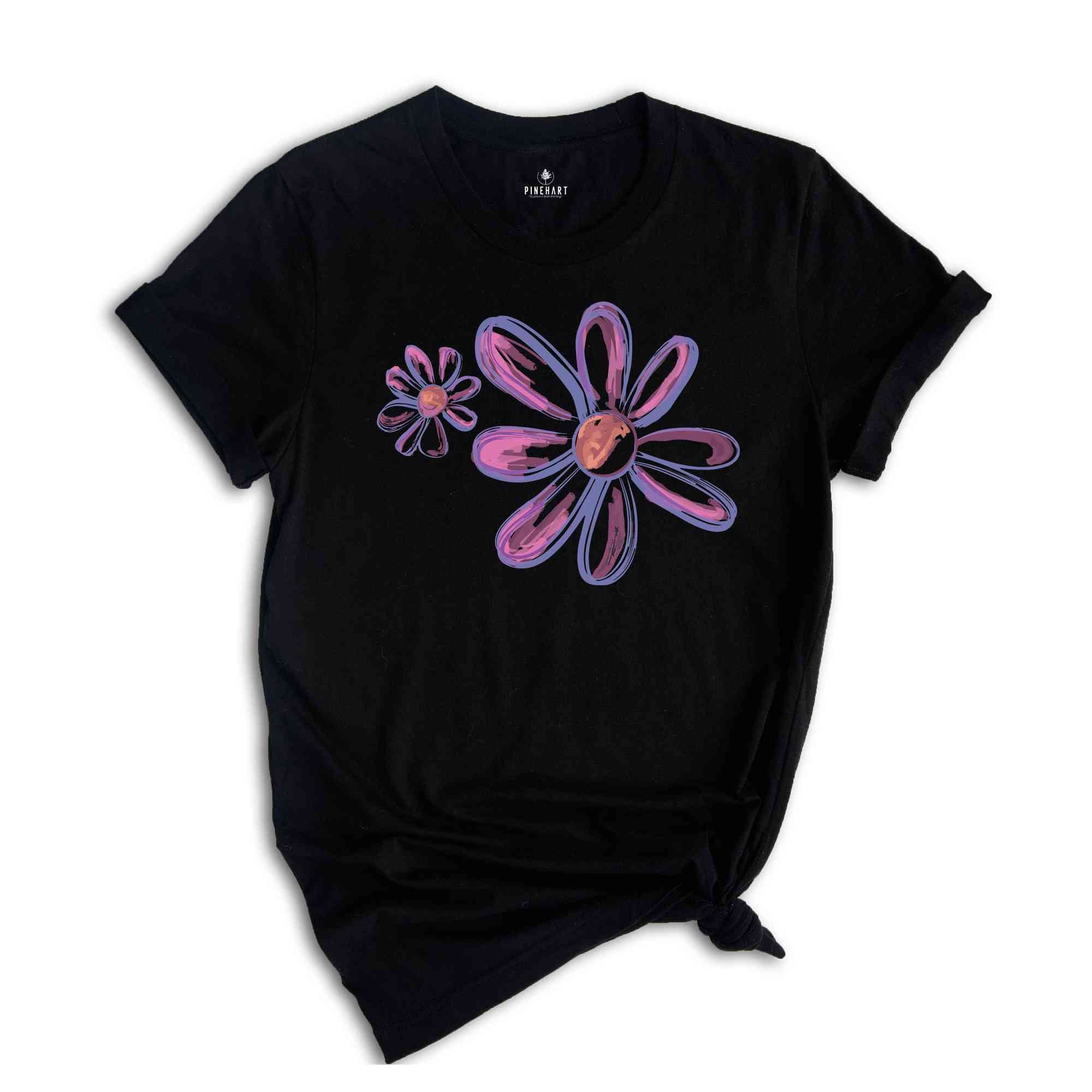 Daisy T-Shirt, Flower T-Shirt, Wildflower T-Shirt, Boho Shirt, Floral T-Shirt Gift, Birth Month Flower, Gift For Sister