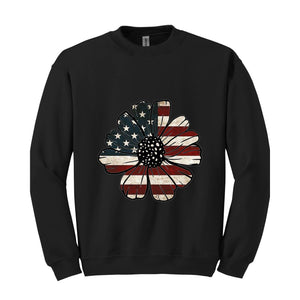 USA Flag Flower Sweatshirt, Independence Day Sweatshirt, 4th Of July Flag Graphic Hoodie, Freedom Sweatshirt, America Sweatshirt