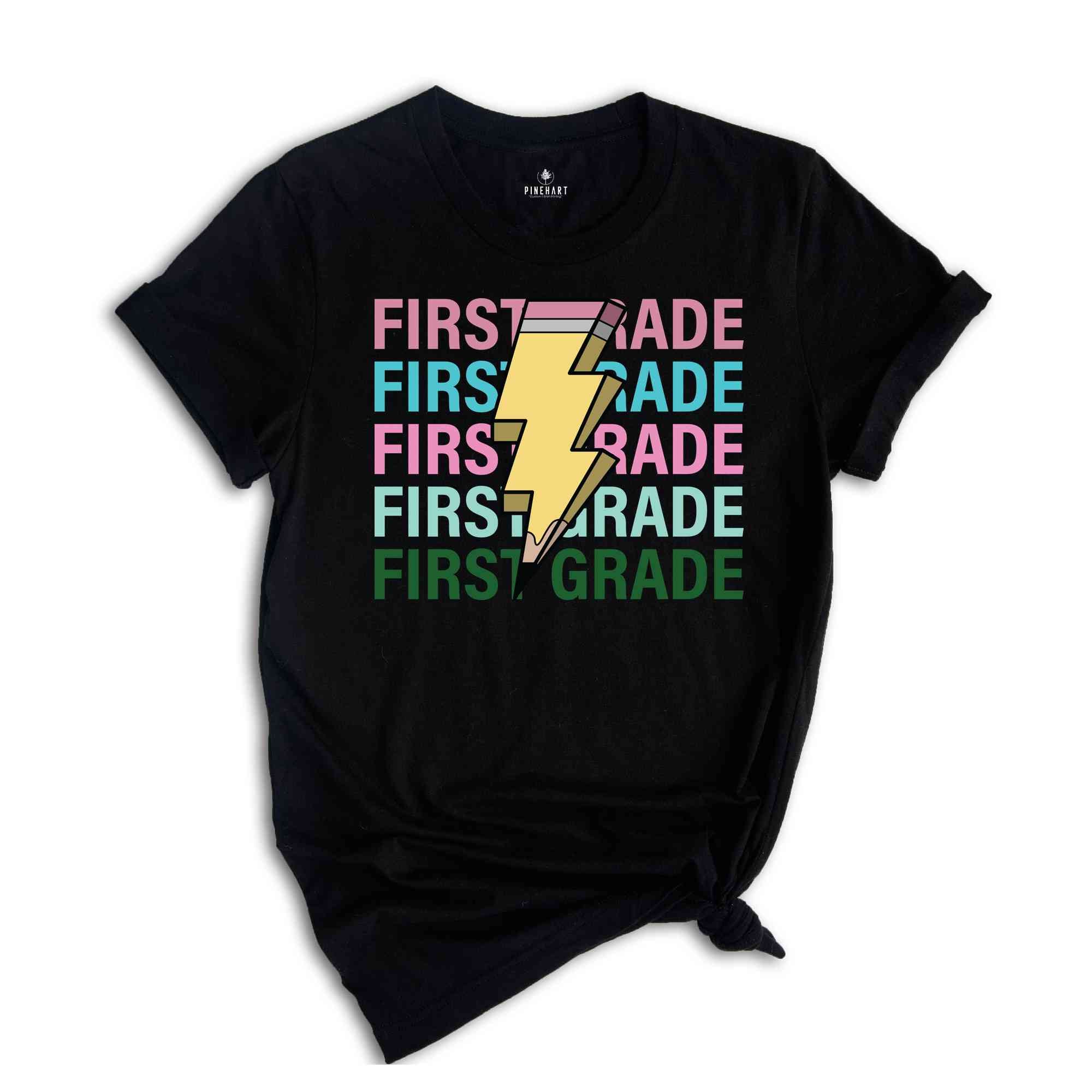 First Grade Pencil Shirt, Pencil Bolt Shirt, Retro Shirt, Back To School Shirt, School Shirt, Teacher Shirt, Pencil Shirt, Teacher Gift