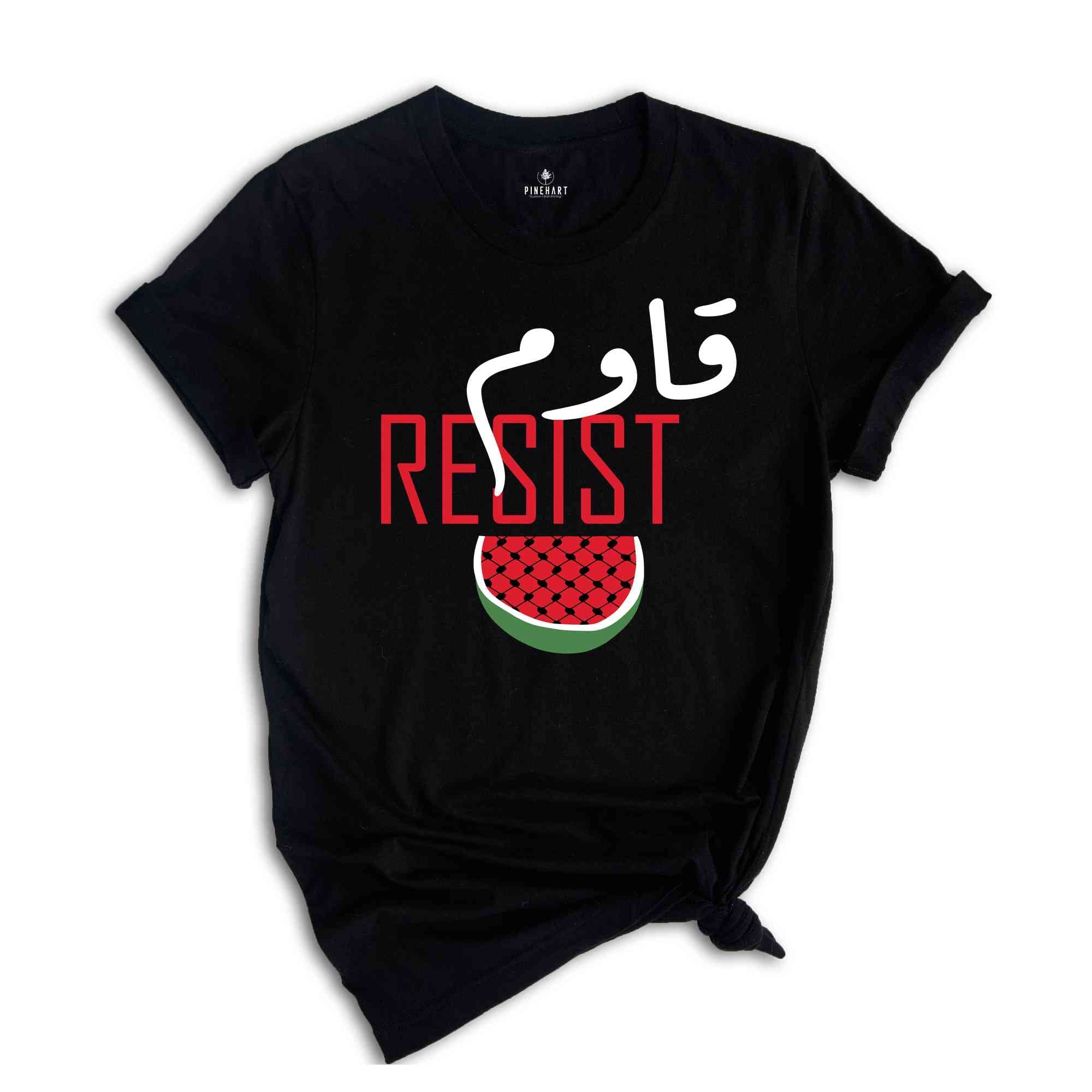 Resist T-Shirt, Stand With Palestine Tee, Stop The Genocide Shirt, Support Palestine Shirt, Free Gaza Tee, Watermelon Palestine Shirt