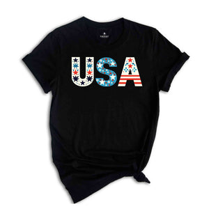 USA Floral Shirt, Retro USA Shirt, 4th of July Shirt, American Flag Tee, USA Shirt, Red White And Blue Shirt