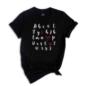 Alphabet Valentine Tee, Valentine Day Gift, Teacher Valentine Shirt, ABC Valentine T-shirt, Retro Valentine Shirt