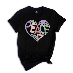 Peace T-Shirt, Peace Heart Shirt, Groovy Shirt, Groovy Peace Shirt, Boho Shirt, Peace Apparel, Boho Style Gifts