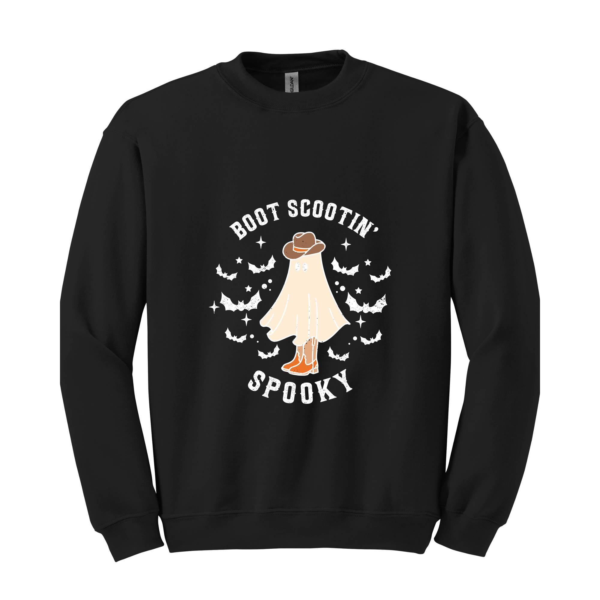 Boot Scootin' Spooky Sweatshirt, Cute Spooky Sweater, Halloween Gifts, Cowboy Ghost, Western Halloween Sweatshirt