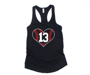 Personalized Heart Baseball Mom Shirt, Custom Baseball Mom Tank, Mom Shirt, Sports Mom Tank Top, Sports Tank