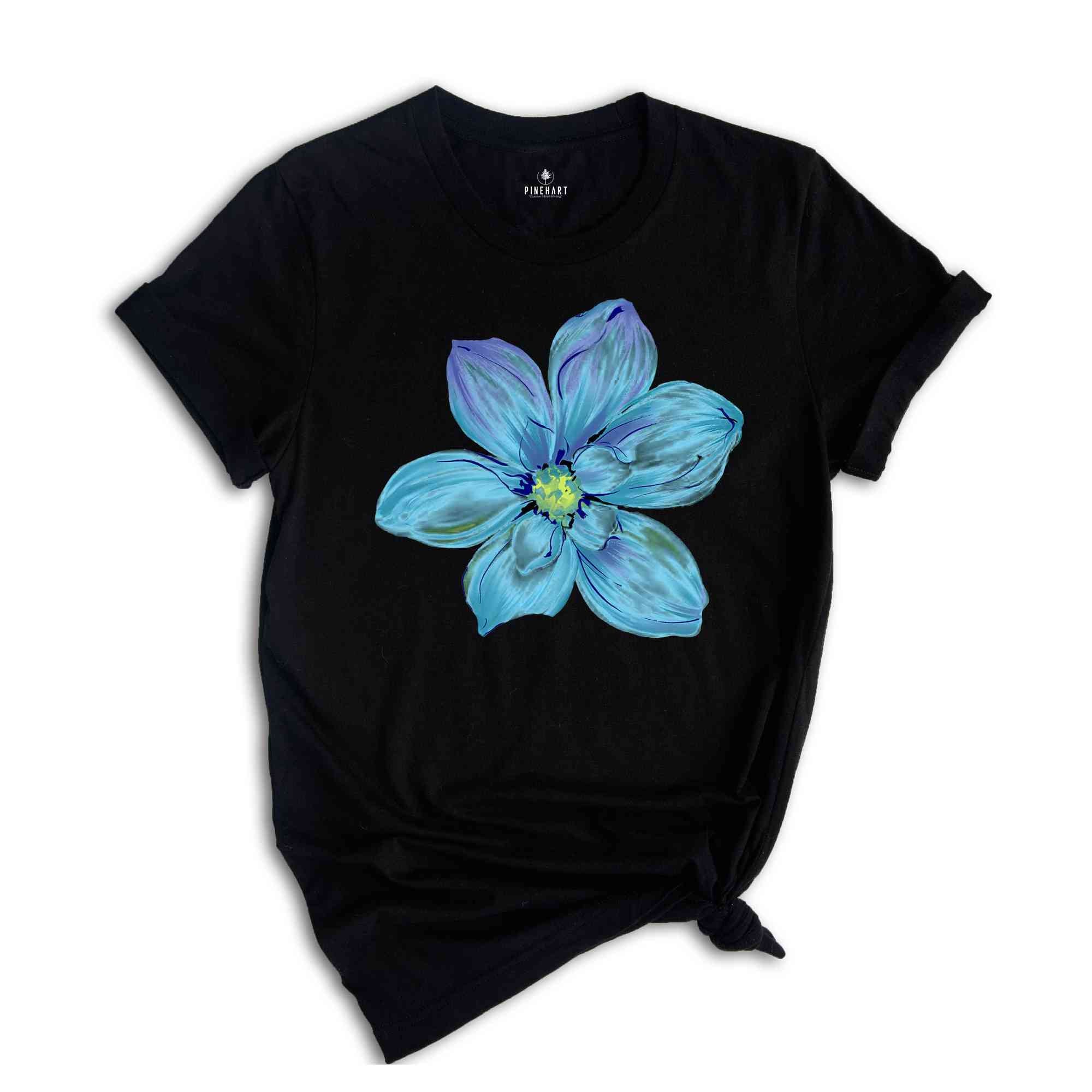 Blue Watercolor Flower Shirt, Daisy Flower Shirt, Plants Lover Gift, Botanical Shirt, Plant Mom Shirt, Flower Shop Shirt