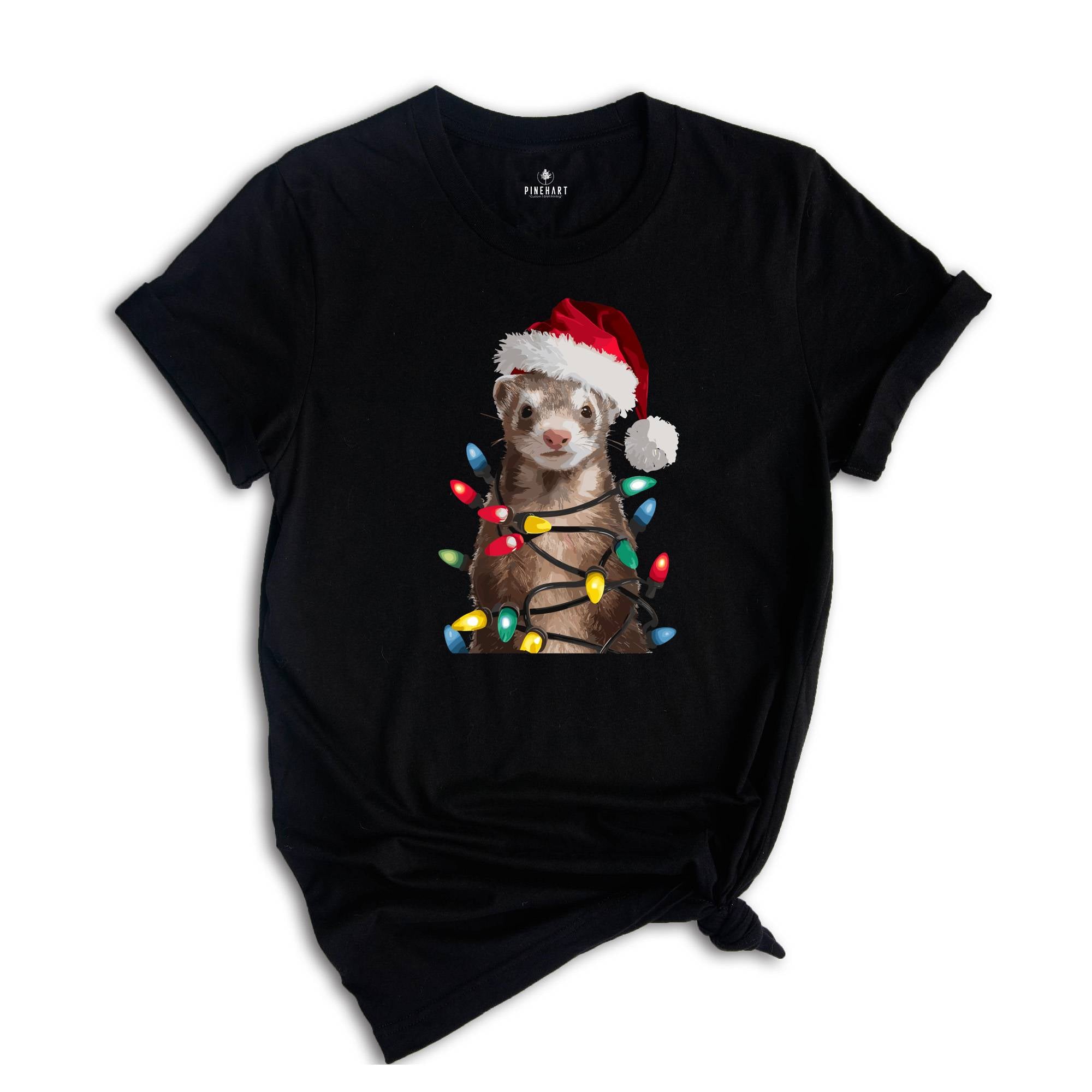 Ferret Christmas Lights Shirt, Funny Christmas T-Shirt, Xmas Party Shirt, Family Christmas Shirt, Holiday Tee, Gift For Christmas