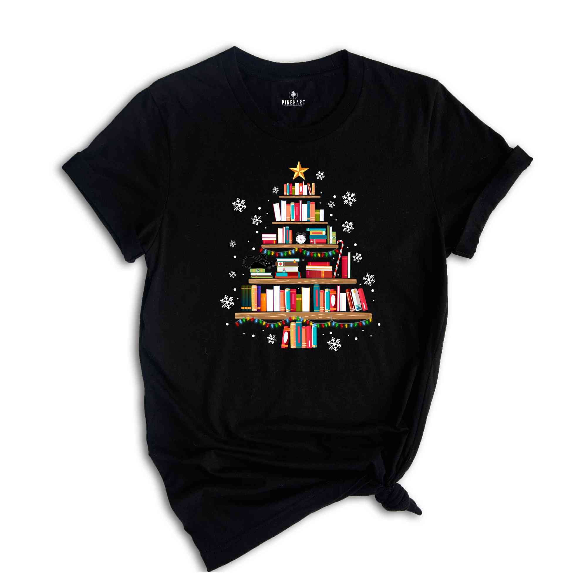 Christmas Book Tree Shirt, Librarian Christmas Shirt, Book Lover Shirt, Pine Tree Shirt, Christmas Gift, Bookworm Shirt, Reading Shirt