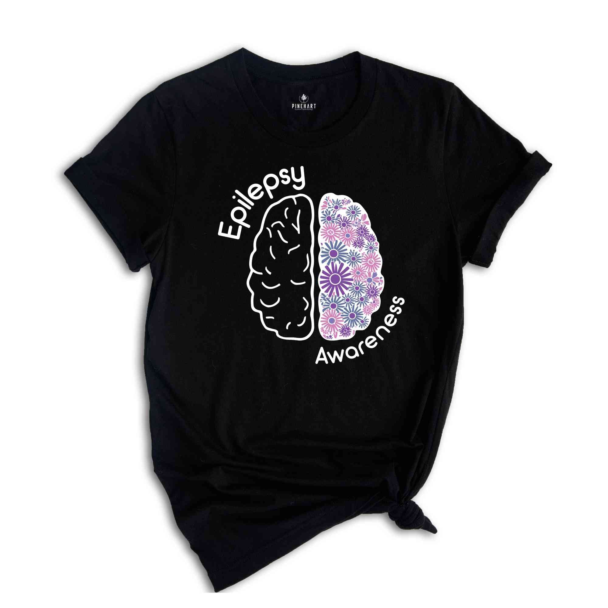 Epilepsy Awareness Shirt, Brain Shirt, Floral Brain Shirt, Epilepsy Gift, Motivational Shirt, Epilepsy Mom Shirt, Purple Ribbon Shirt