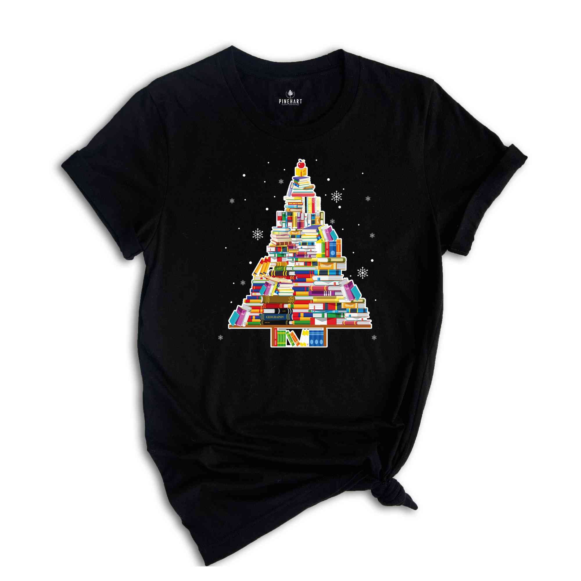 Christmas Tree Made of Books Shirt, Book Lovers Christmas, Bookworm Xmas Shirt, Gift for Book Lover, Book Tree Shirt