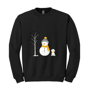 Christmas Snowman And Dog Sweatshirt, Christmas Tree Sweatshirt, Snowman Sweatshirt, Dog Lover Christmas Sweatshirt, Christmas Sweatshirt