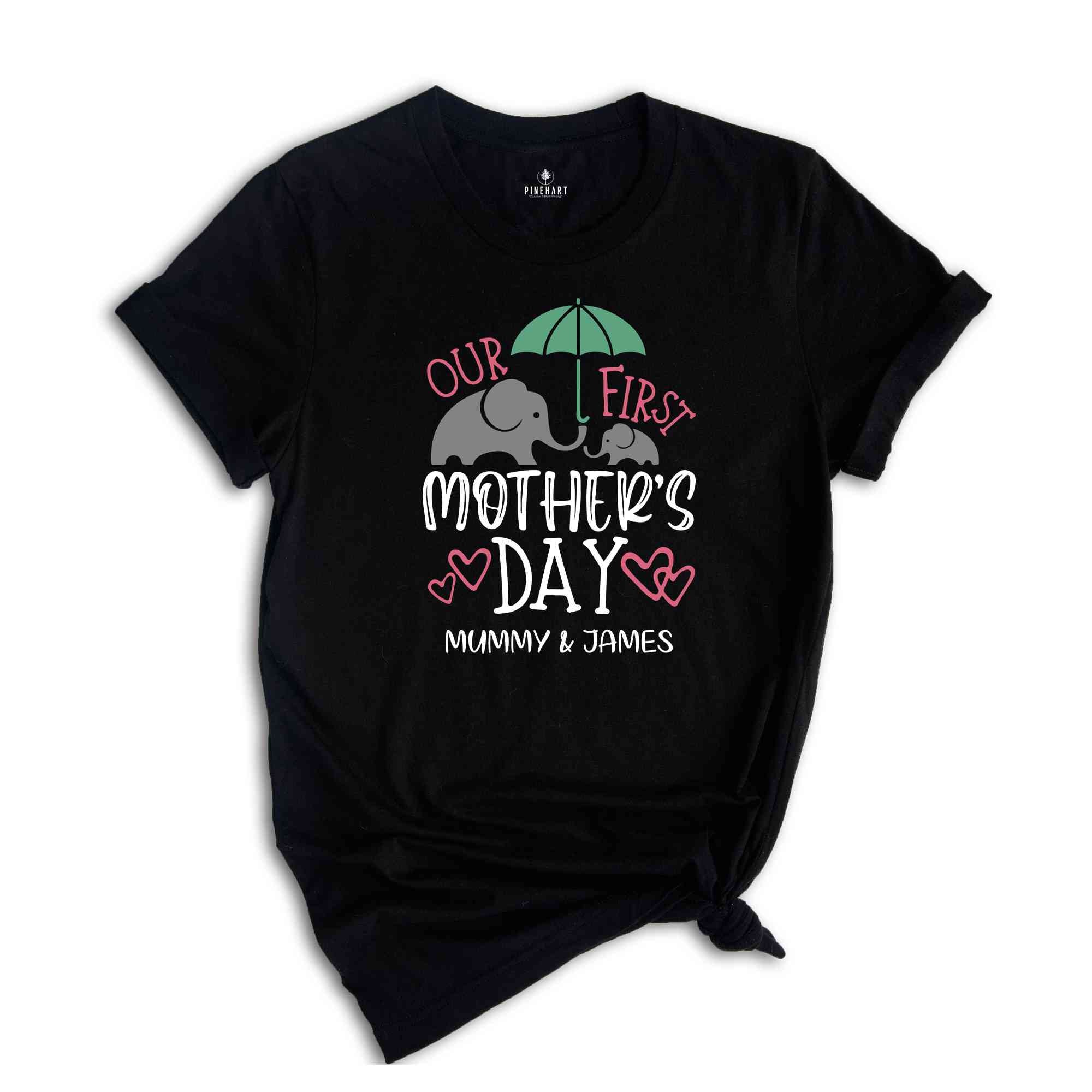 Custom Matching Our First Mother's Day T-Shirt, Cute Mummy And Baby Personalized Shirt, Mother's Day T-Shirt