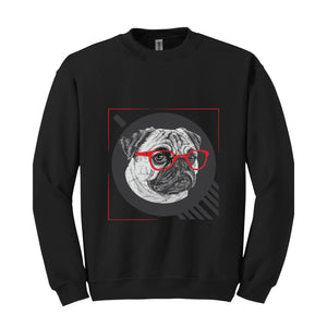 English Bulldog Sweatshirt, Hipster Bulldog Dog Hoodie, Glasses Nerdy Dog Sweatshirts, Dog Sweater, Bulldog Mom Gift