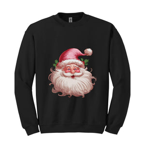 Pink Santa Retro Christmas Sweatshirts, Pink Christmas Matching Family Sweaters, Pink Vintage Holiday Sweat, Xmas Santa Sweatshirt